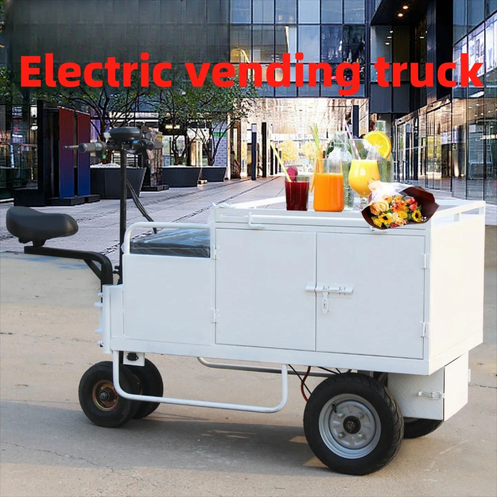 Snacks Food Stall - Multifunktionaler elektrischer 3-Rad-Flachwagen für Nachtmarktstände, Verkaufswagen