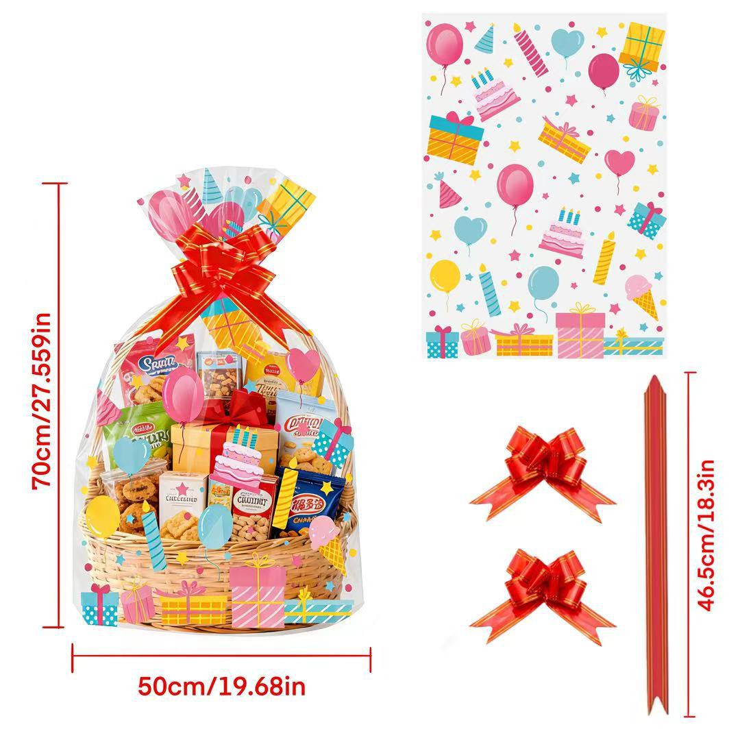 Snacks Food Hamper Basket - 20 Stück Geburtstags-Geschenktüten aus Transparentem OPP,