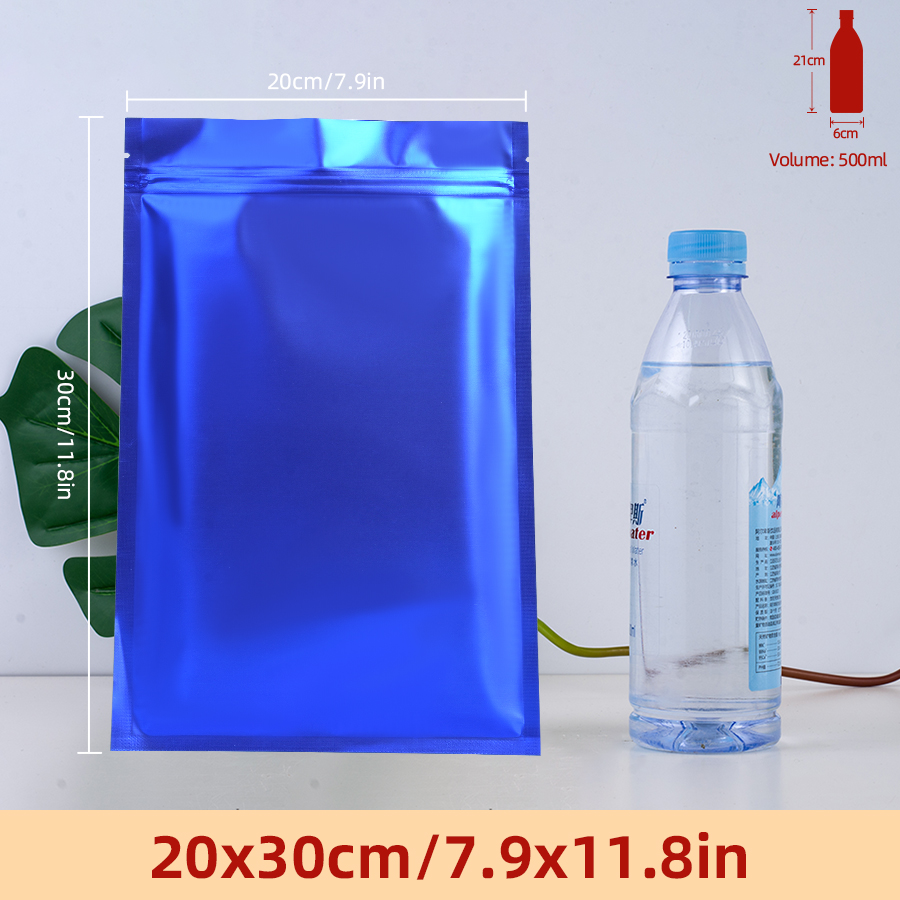 Food Snacks Items - 100 Stück matte blaue Folien-Reißverschlussbeutel, wiederverwendbare