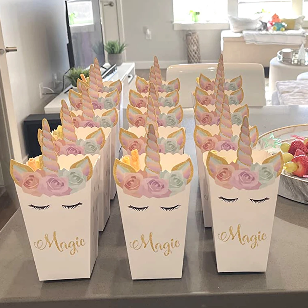 Food Snacks For Baby Shower - 6/12 stücke Einhorn Popcorn Box Einhorn