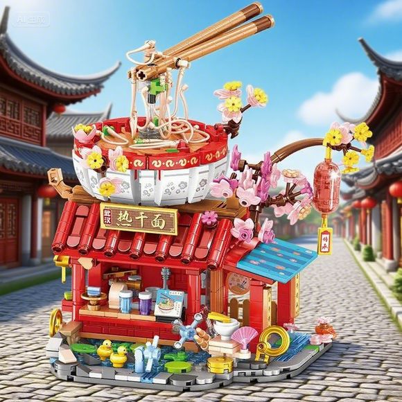 Food City Snacks - Neue Lebensmittelgeschäfte Bausteine Chinesisches Nudelhaus Mädchen