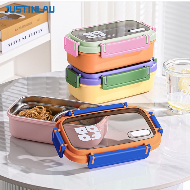 Food Snacks Wholesale - JUSTINLAU 2-Fach Bento-Box aus Edelstahl, Lunchbehälter