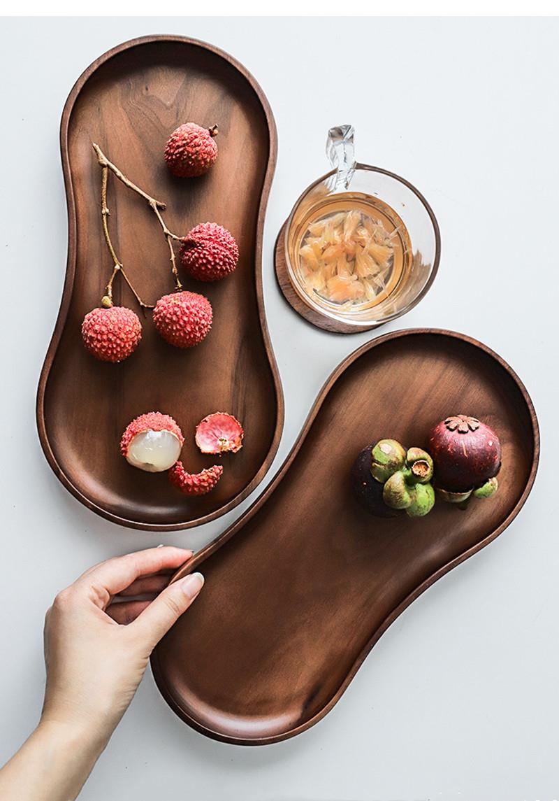 Food Snacks Items - Schwarzes Walnuss-Tablett aus reinem Massivholz, Kuchenständer,