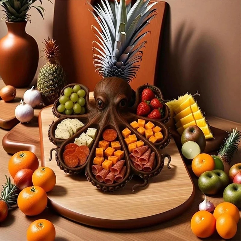 Oktopus-Serviertablett aus Hol – Food Snacks Items Bewertung und Preis