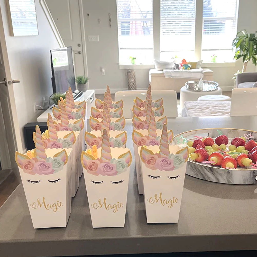 6/12 stücke Einhorn Popcorn Bo – Food Snacks For Baby Shower Bewertung und Preis