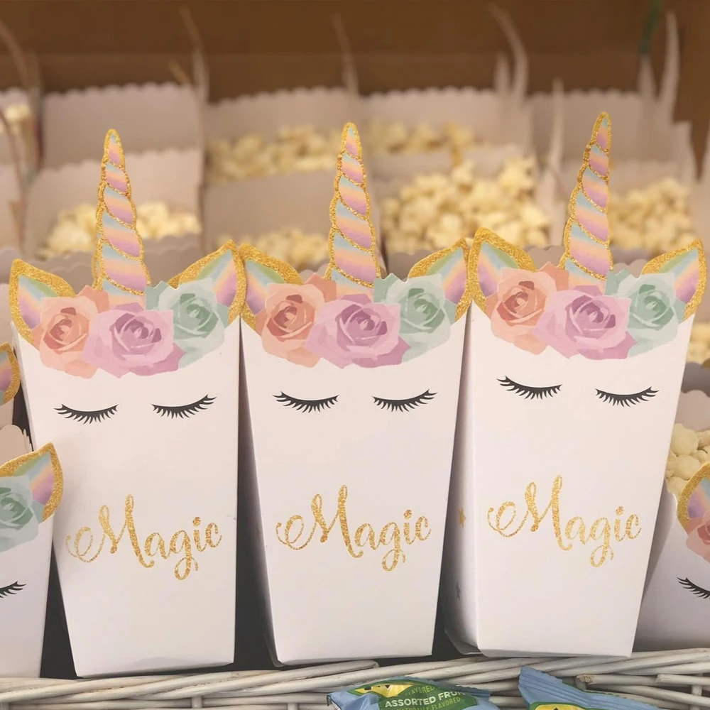 6/12 stücke Einhorn Popcorn Bo – Food Snacks For Baby Shower Bewertung und Preis