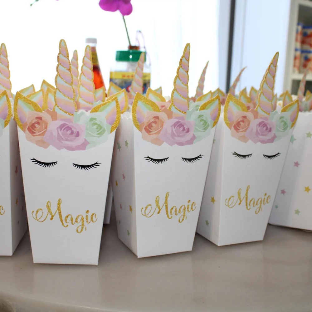 6/12 stücke Einhorn Popcorn Bo – Food Snacks For Baby Shower Bewertung und Preis