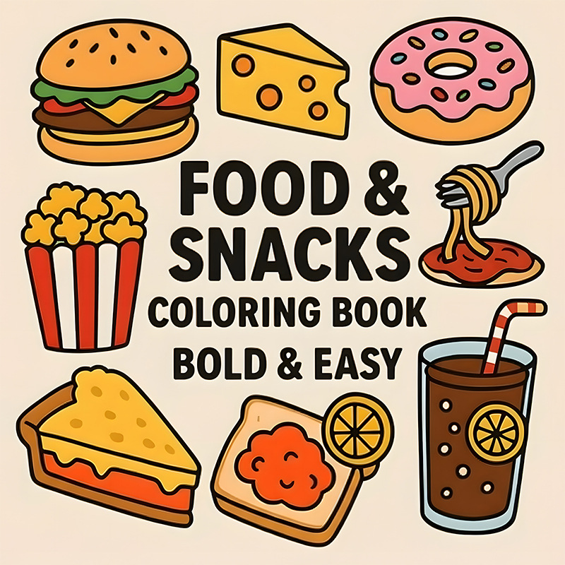 Dickes Malbuch mit Lebensmitte – Food Snacks Drawing Bewertung und Preis