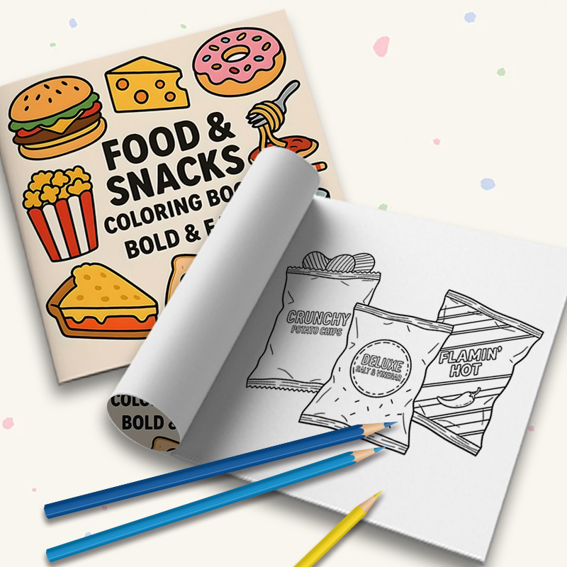Dickes Malbuch mit Lebensmitte – Food Snacks Drawing Bewertung und Preis